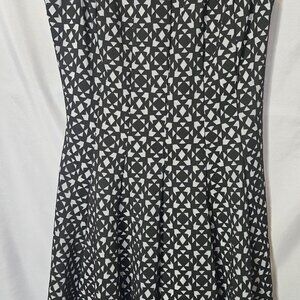 Calvin Klein Laser Cut - Out Fit and Flare Dress Black and White Size 16